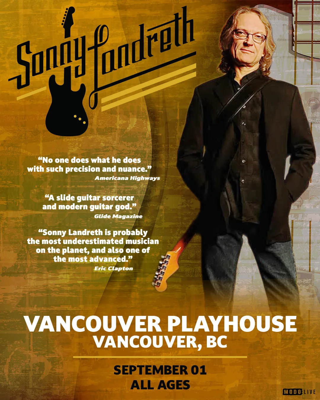Show poster for SONNY LANDRETH at Vancouver Playhouse