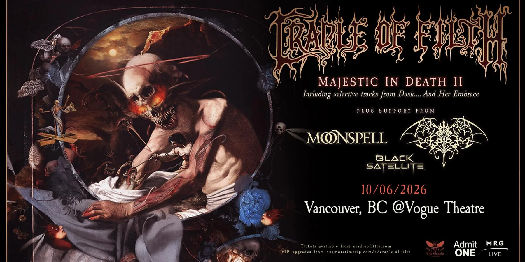 Show poster for Cradle Of Filth at Vogue Theatre
