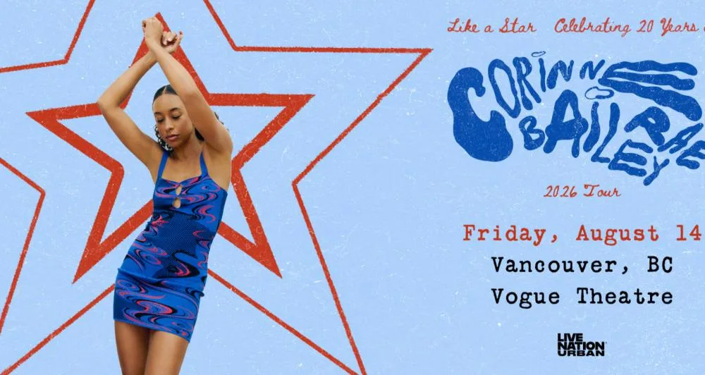 Show poster for Like a Star: Celebrating 20 Years of Corinne Bailey Rae at Vogue Theatre