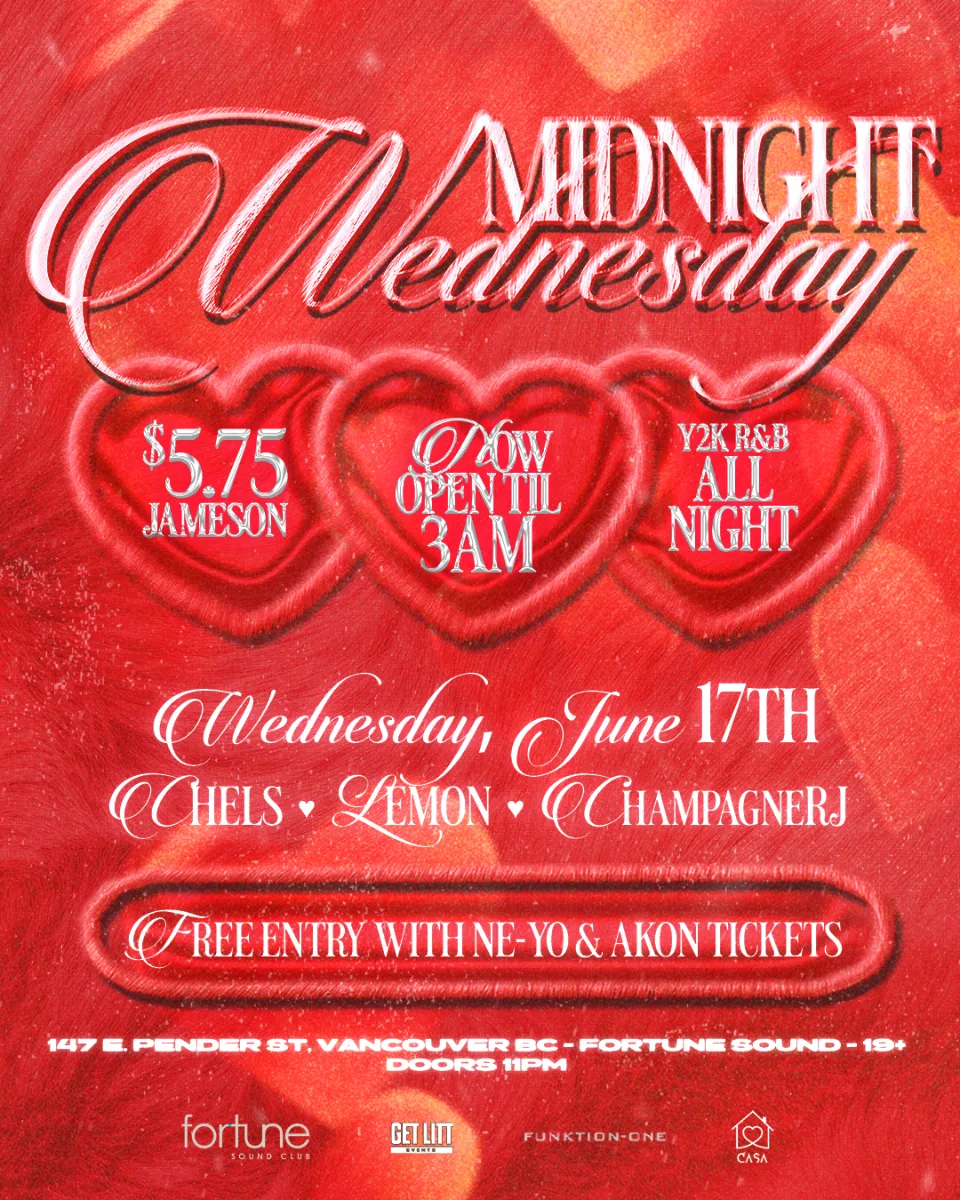 Show poster for Midnight Wednesday at Fortune Sound Club