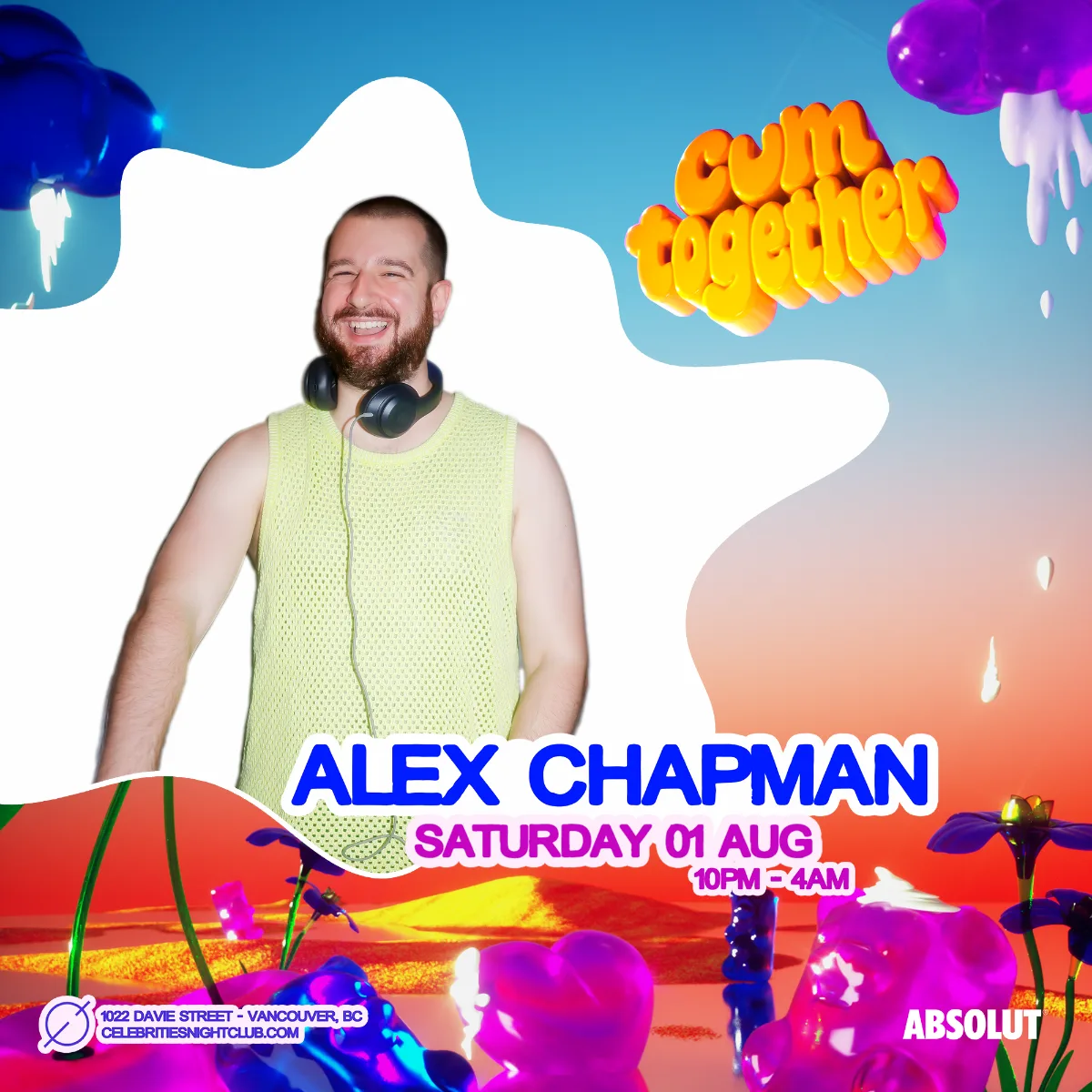 Show poster for CUM TOGETHER PRES. ALEX CHAPMAN @ CELEBRITIES PRIDE at Celebrities Nightclub