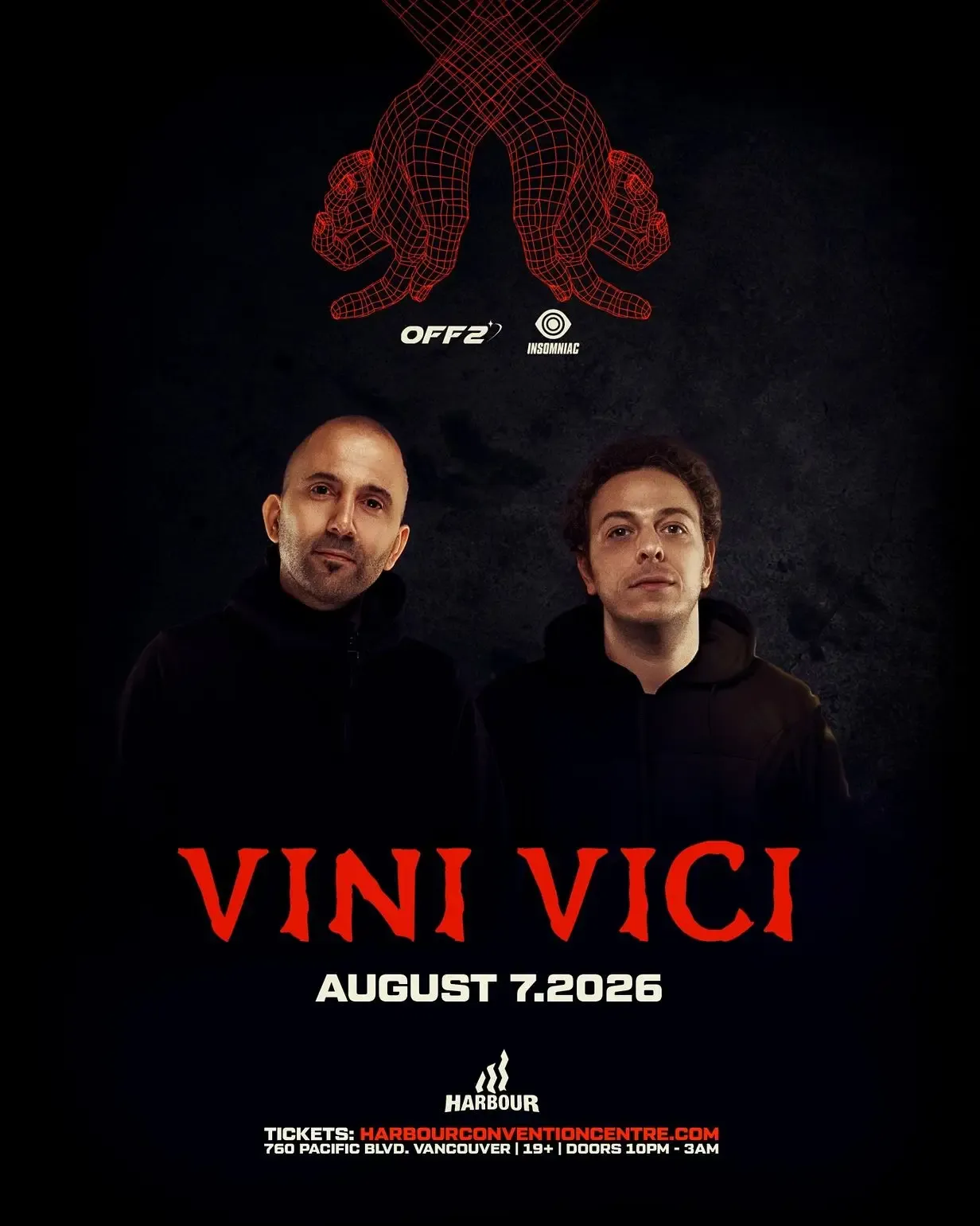 Show poster for Vini Vici at Harbour Event Centre