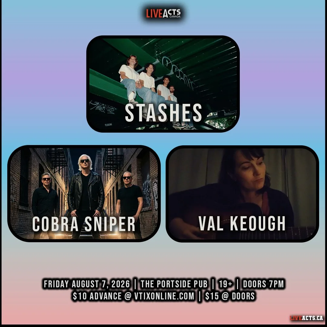 Show poster for Stashes, Cobra Sniper, Val Keough at The Portside Pub