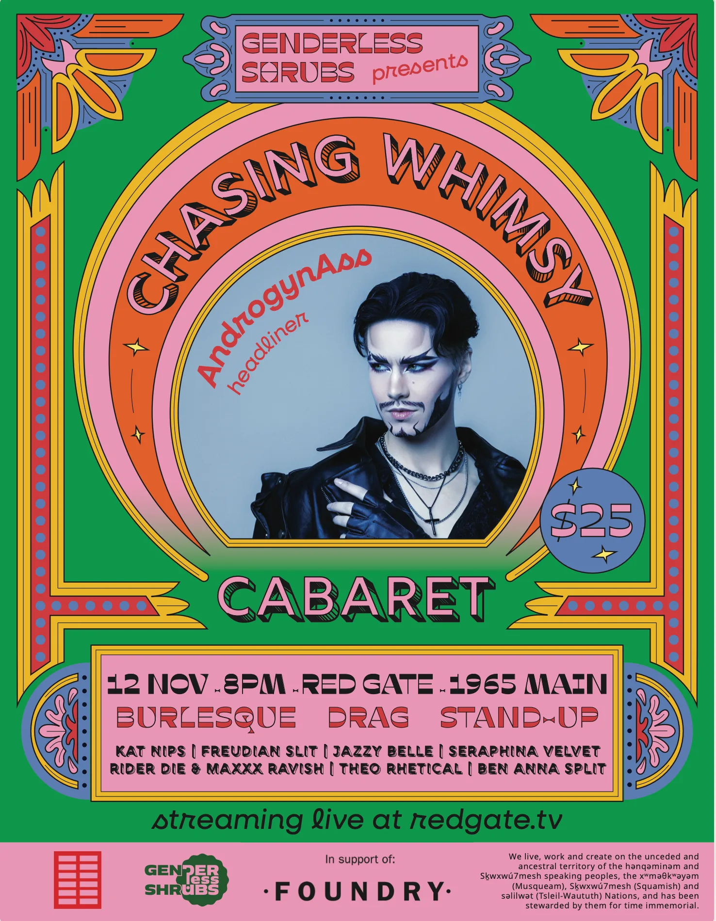 Show poster for CHASING WHIMSY CABARET at Red Gate Art Society