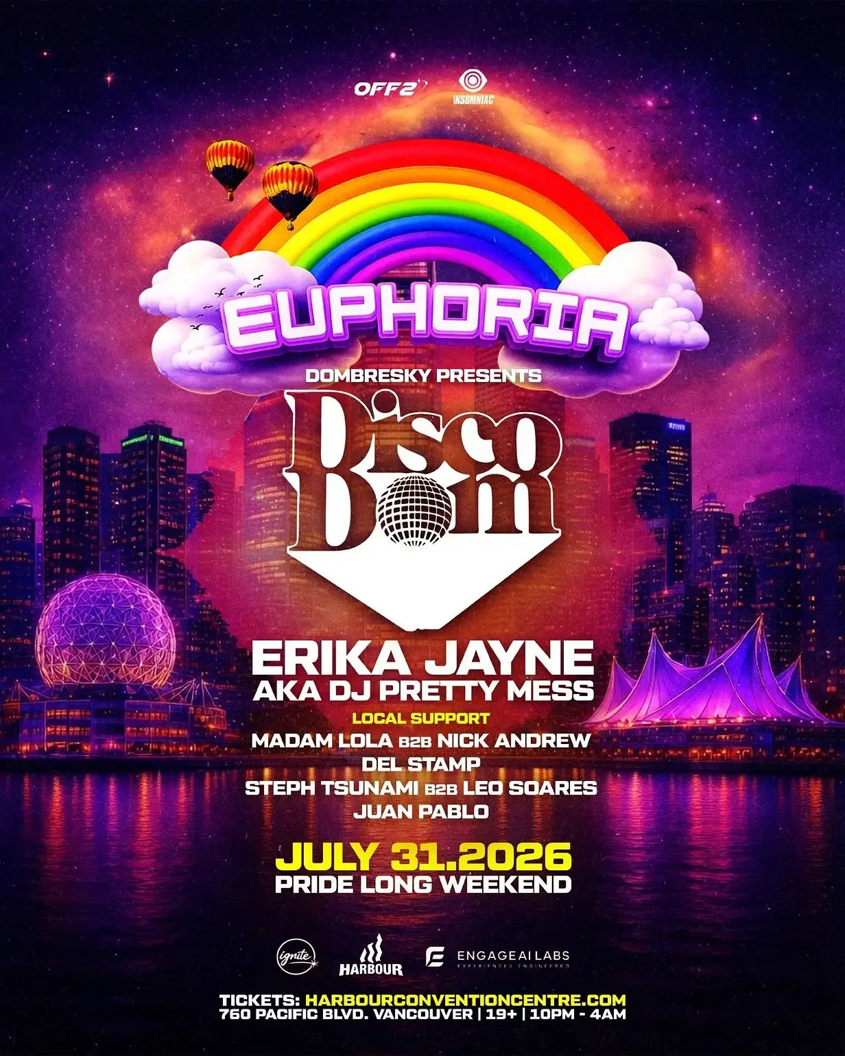 Show poster for Disco Dom at Harbour Event Centre