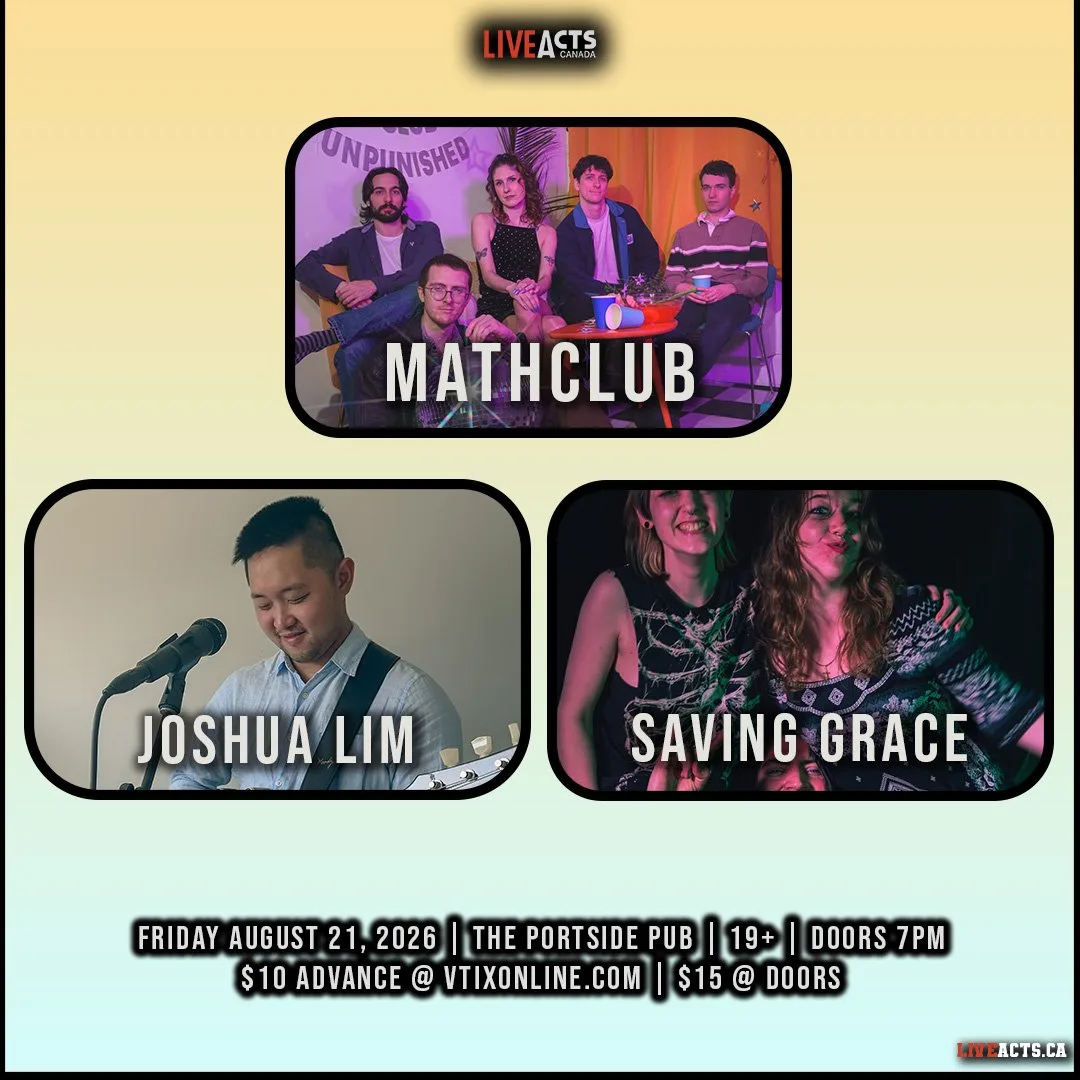 Show poster for Mathclub, Joshua Lim, Saving Grace at The Portside Pub