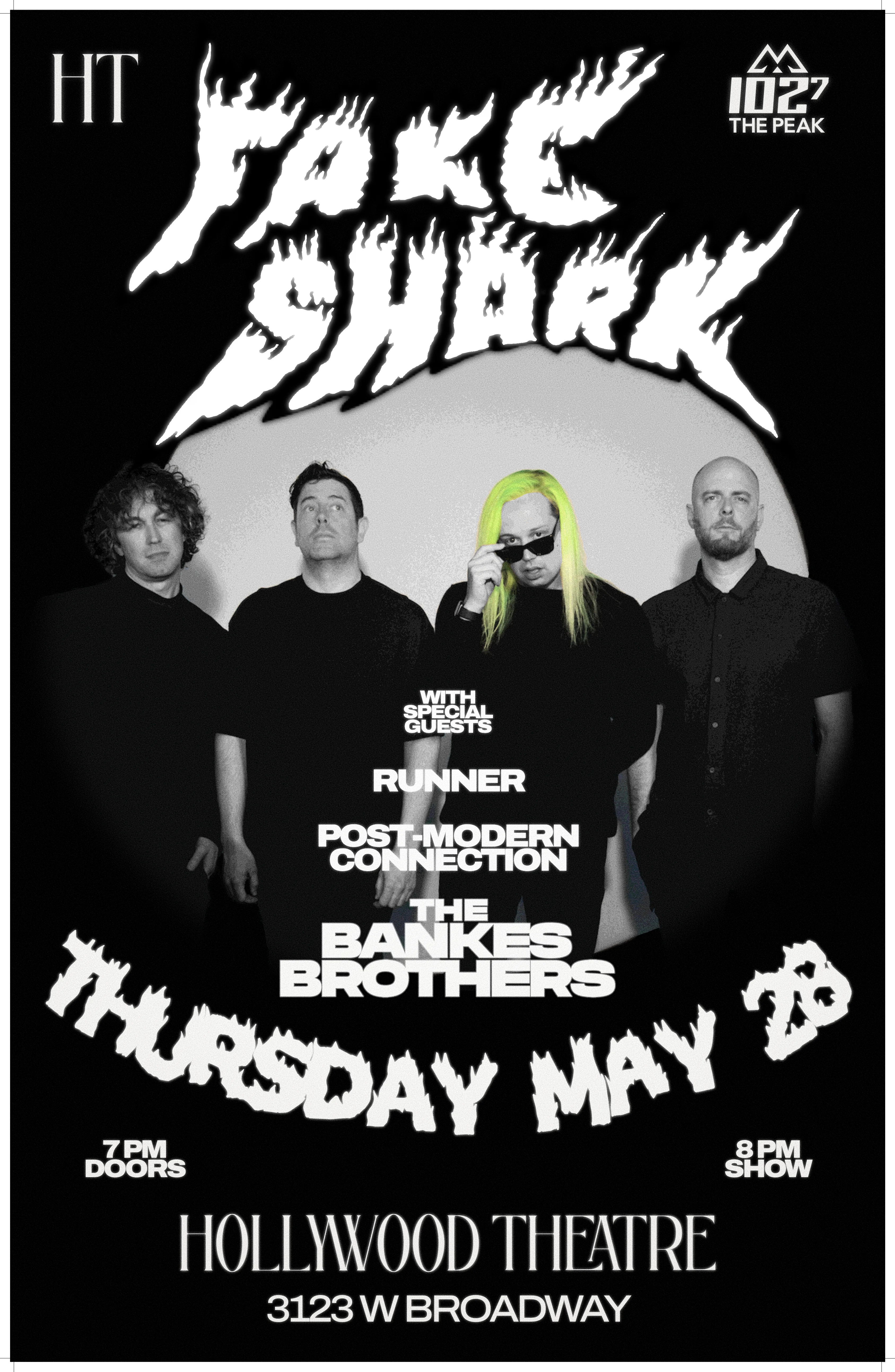 Show poster for Fake Shark at Hollywood Theatre, by Koby Cobb-Vialet
