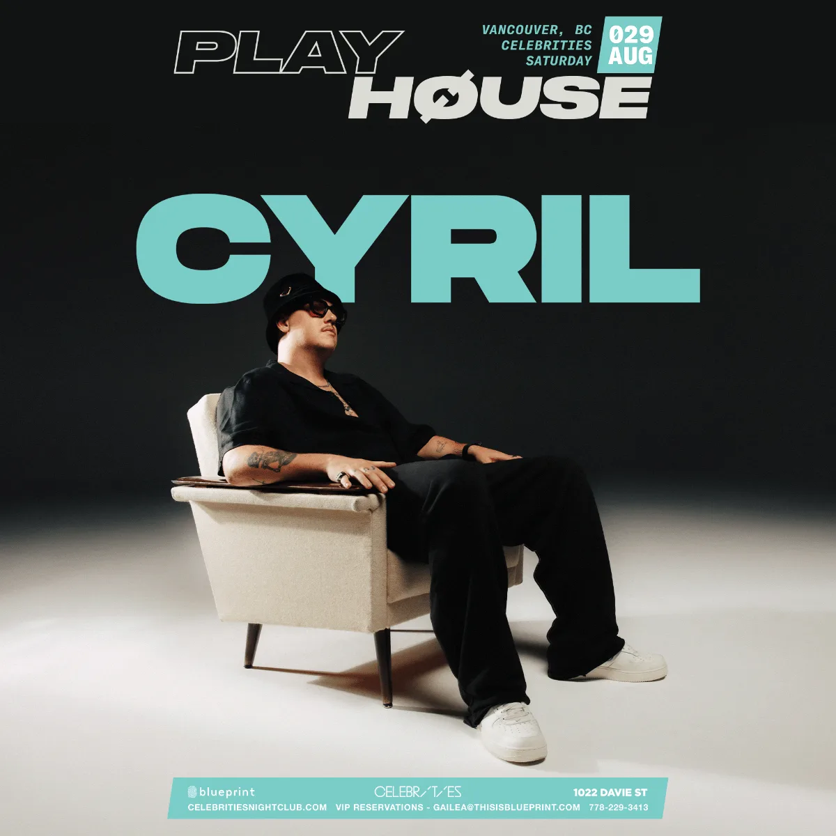 Show poster for Cyril at Celebrities Nightclub