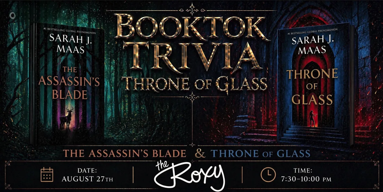 Show poster for Booktok Trivia Series at The Roxy Cabaret
