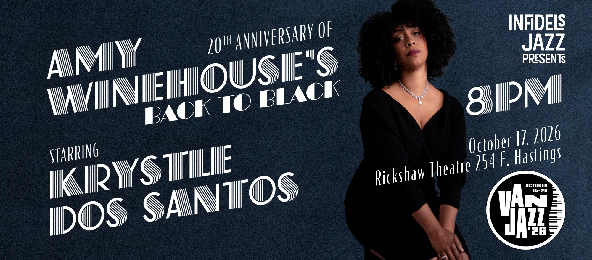 Show poster for Amy Winehouse Tribute starring Krystle Dos Santos at Rickshaw Theatre