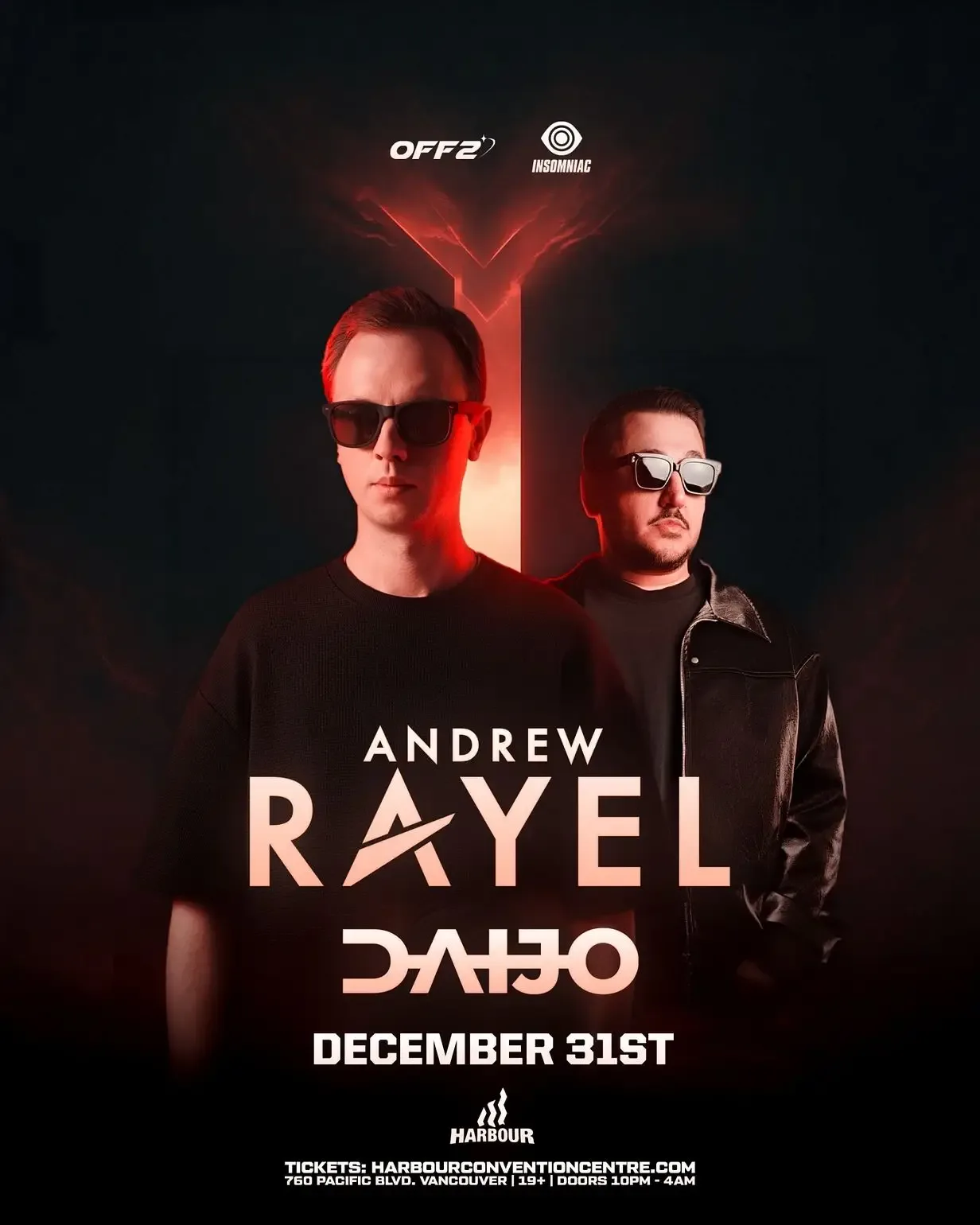 Show poster for NYE 2026 ANDREW RAYEL at Harbour Event Centre