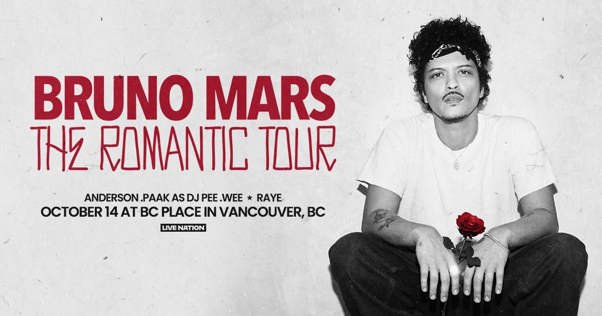 Show poster for Bruno Mars at BC Place