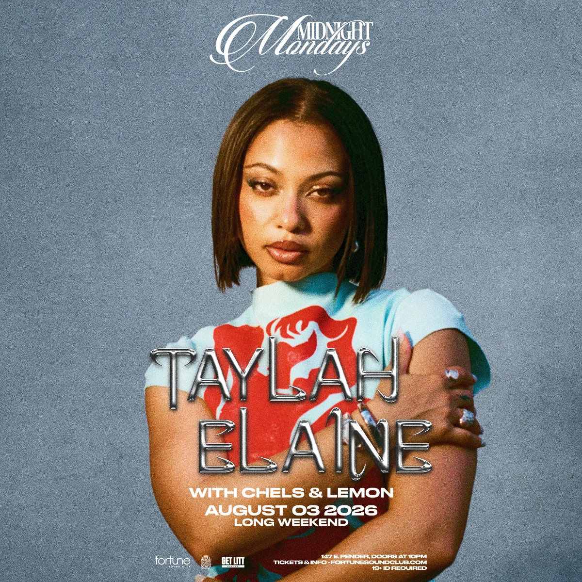 Show poster for Taylah Elaine at Fortune Sound Club