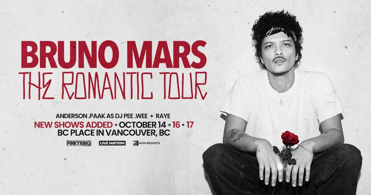 Show poster for Bruno Mars at BC Place