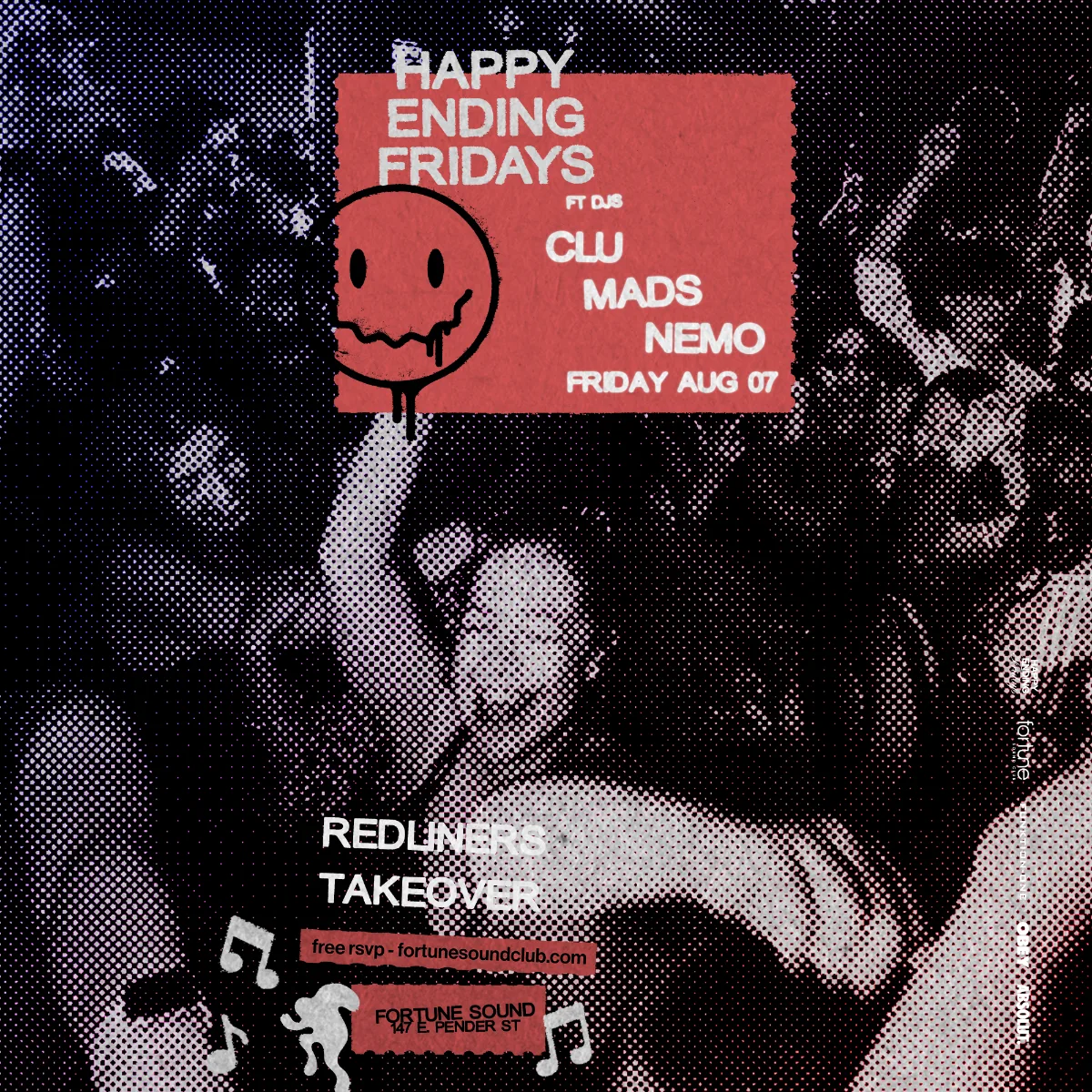Show poster for HAPPY ENDING FRIDAYS at Fortune Sound Club