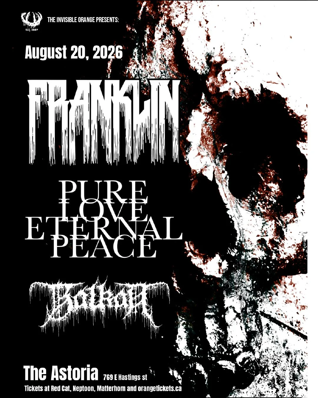 Show poster for PURE LOVE ETERNAL PEACE at Astoria Pub