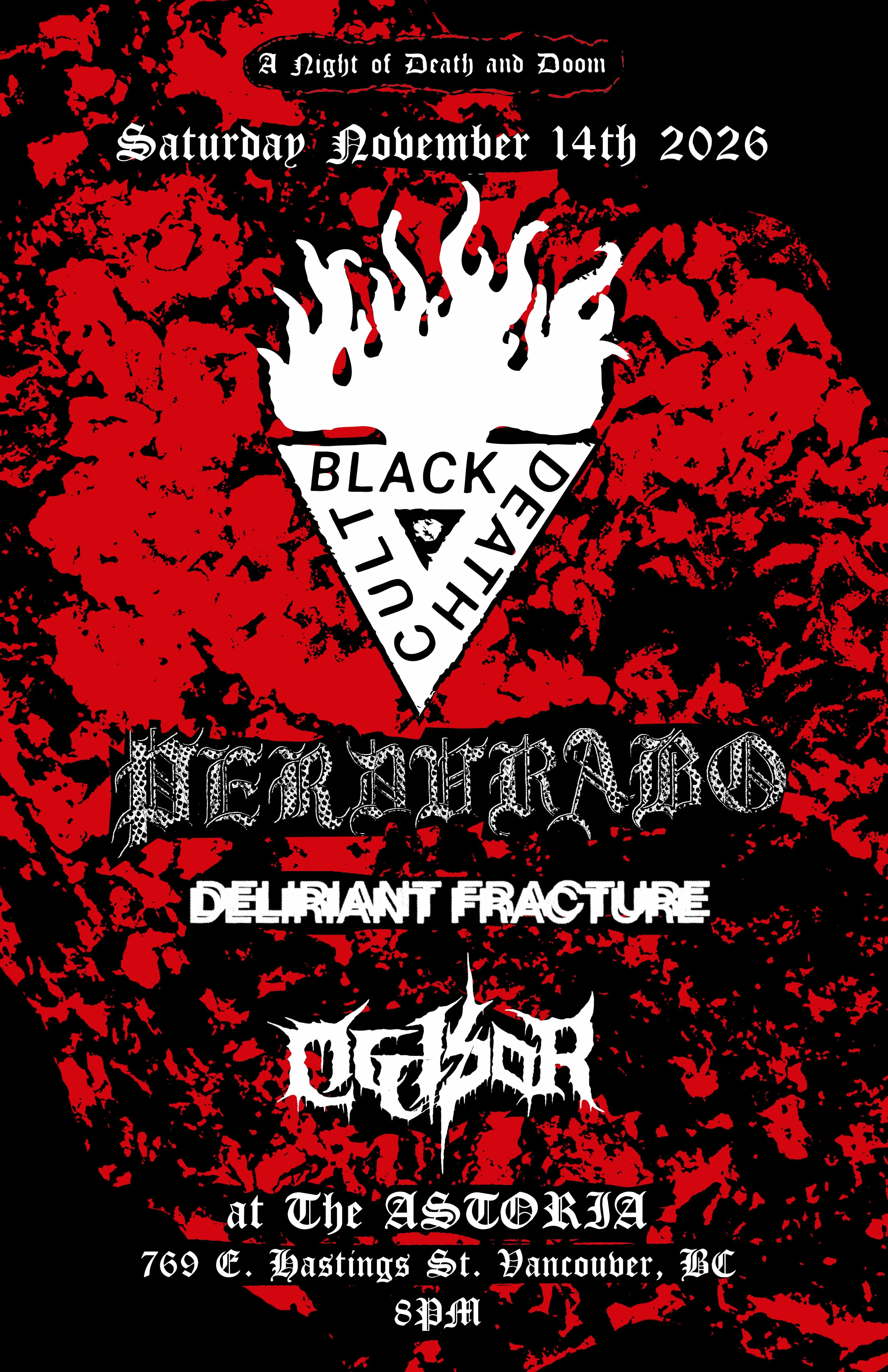 Show poster for BLACK DEATH CULT at Astoria Pub