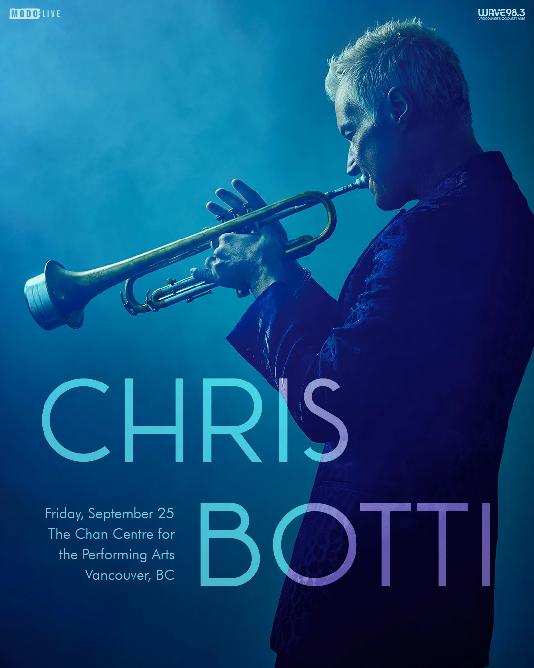 Show poster for CHRIS BOTTI at Chan Centre for the Performing Arts
