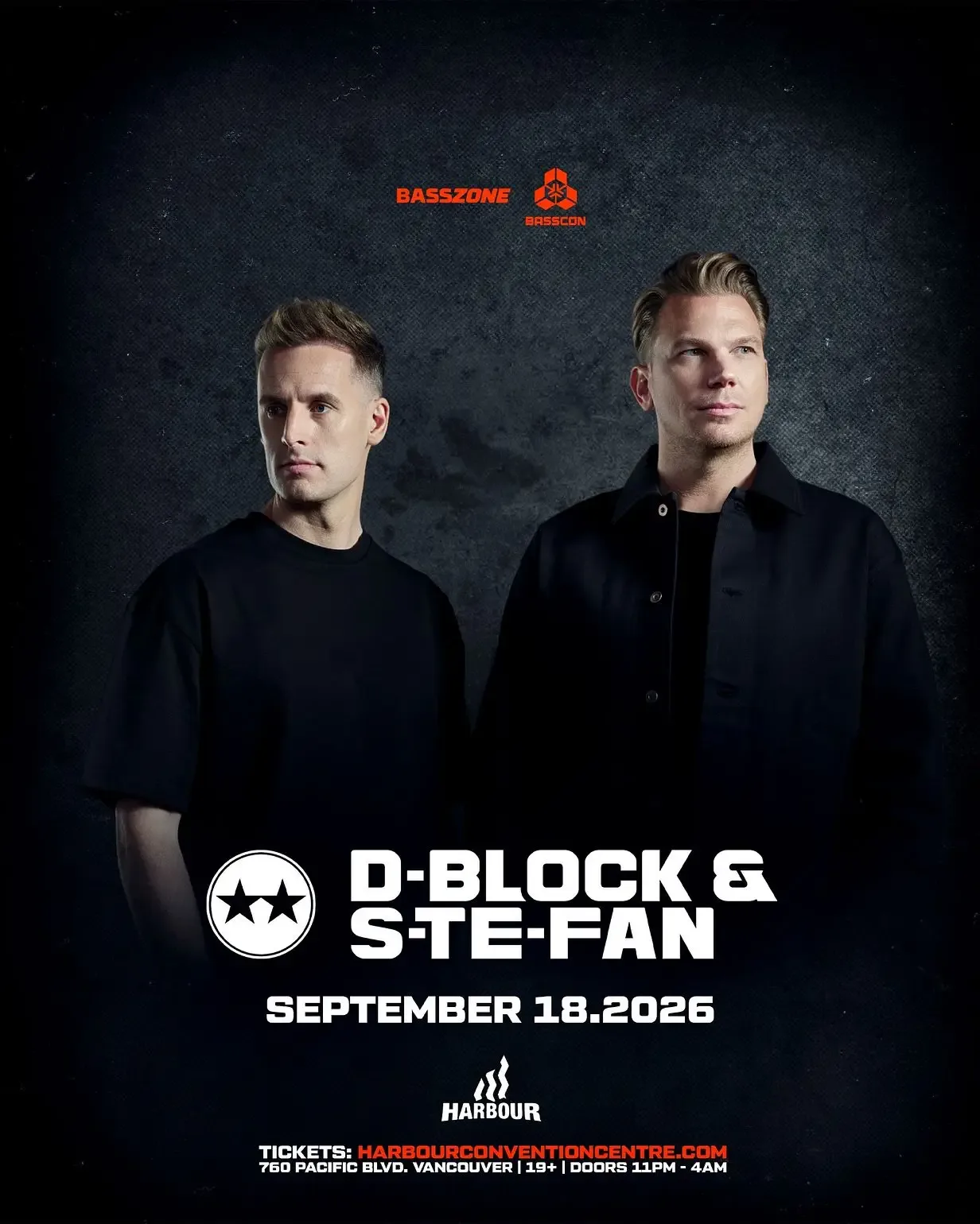 Show poster for D-Block & S-Te-Fan at Harbour Event Centre
