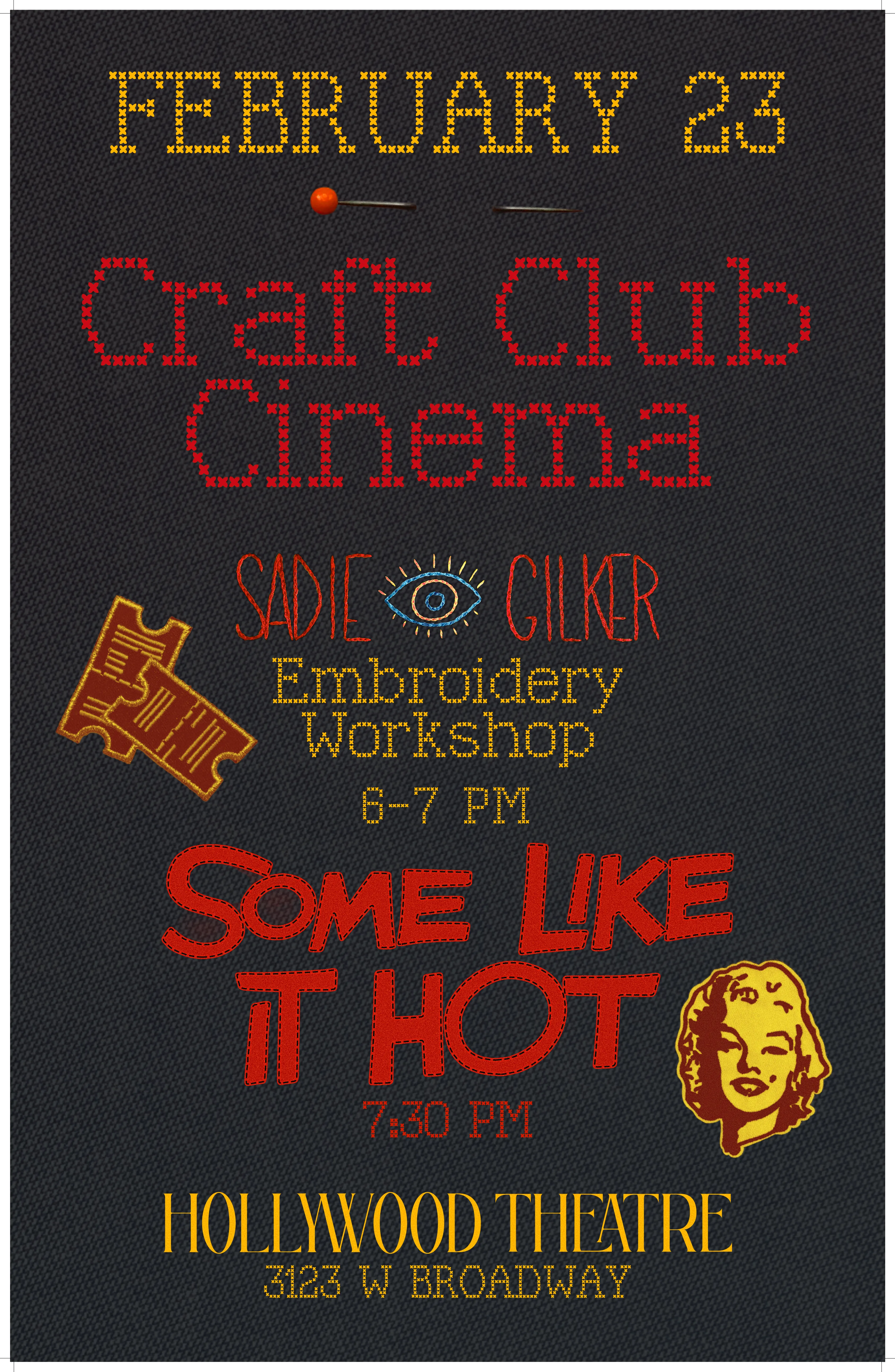 poster for Craft Club Cinema: Some Like It Hot, by Koby Cobb-Vialet