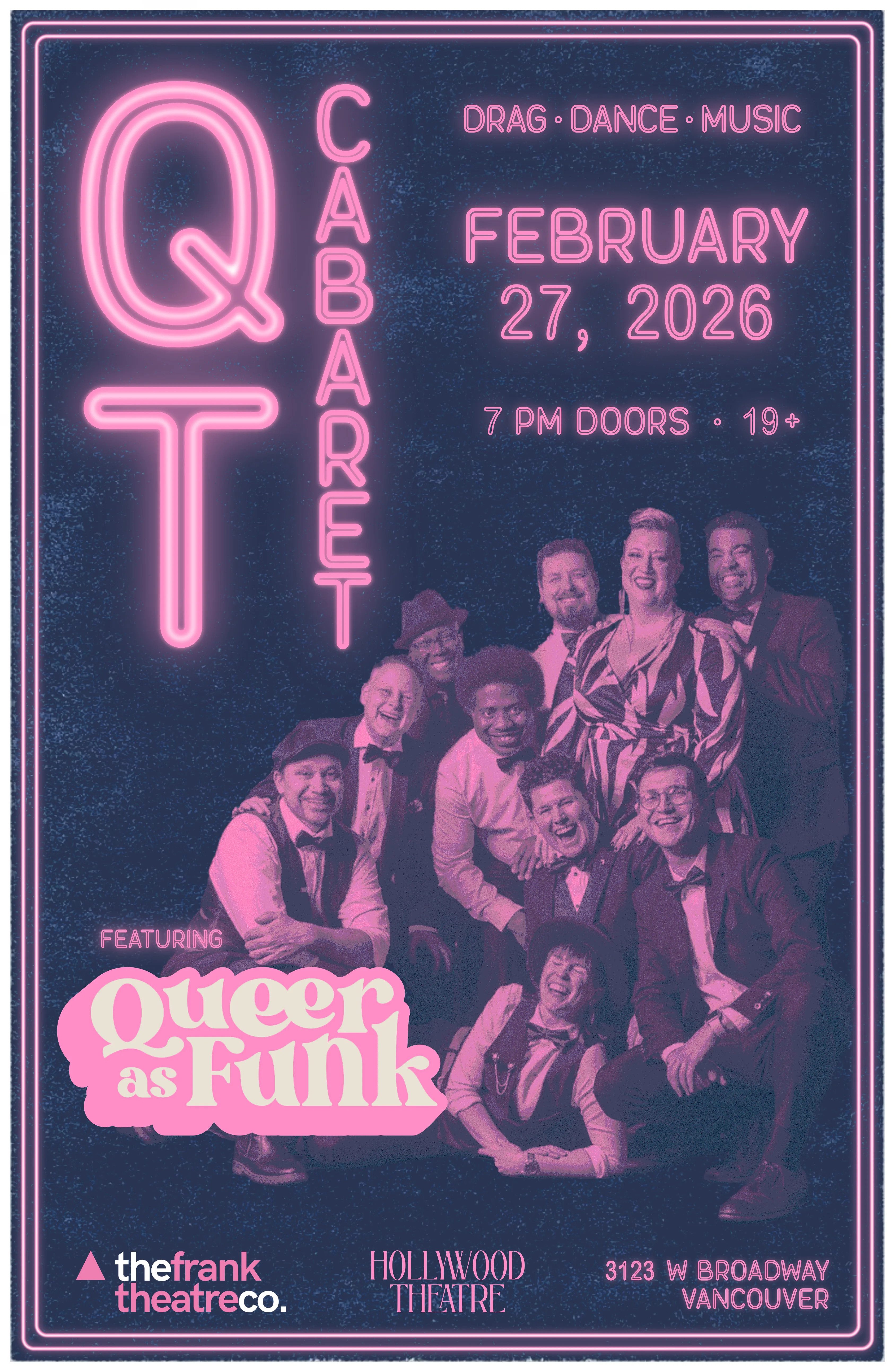 Show poster for QT Cabaret at Hollywood Theatre, by Koby Cobb-Vialet
